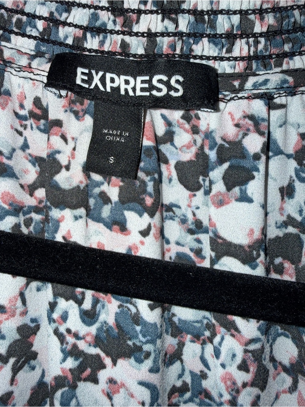 Express Floral Pleated dress- Blue, Black & Pink